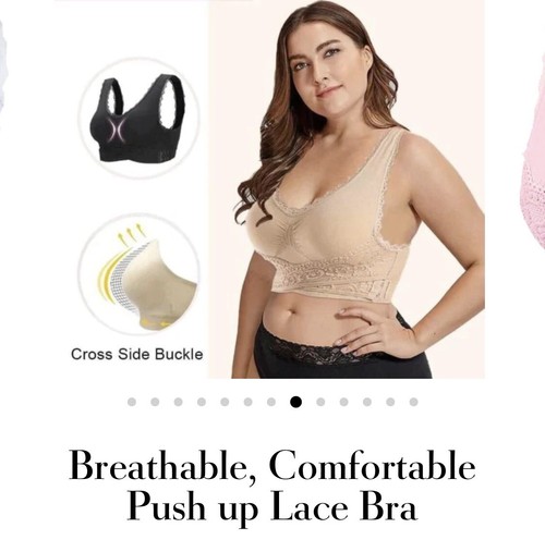 Bra Breathable Wireless Push Up Sexy Knit White Medium New !!! Padded - Picture 5 of 6