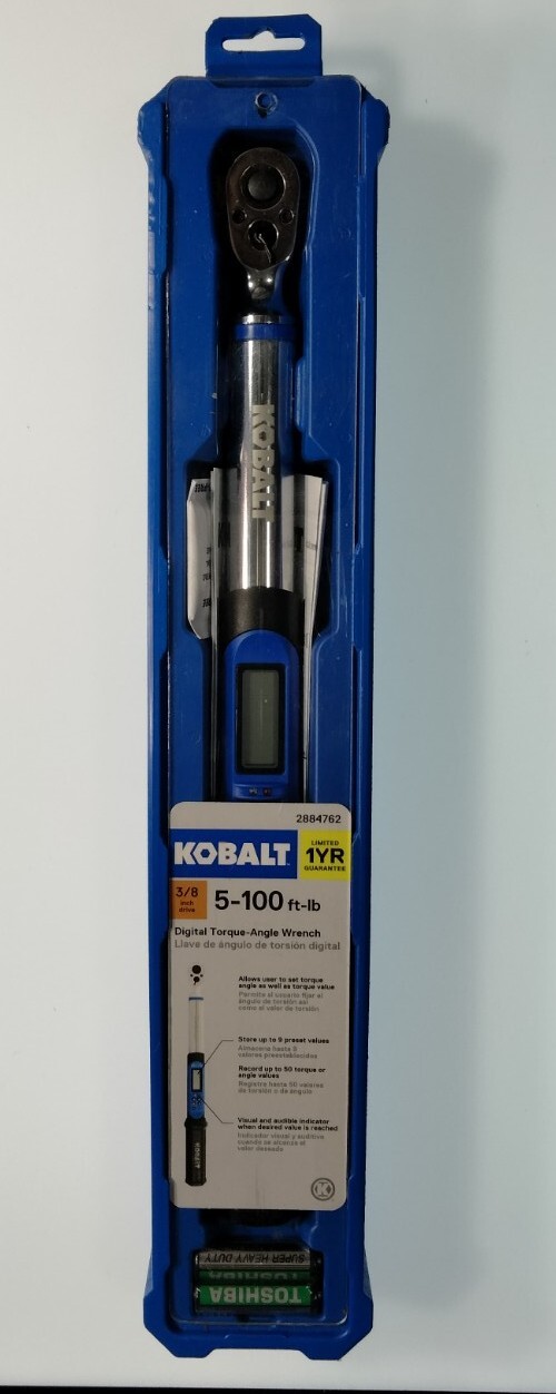 Kobalt 2884762 5100 ftlb 3/8" Digital TorqueAngle Wrench Rachet NEW
