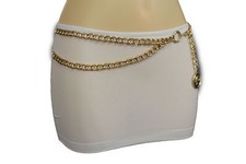 Women Metal Chain Links Belt Waist Hip Gold Greek Coin Charm Buckle Size XL XXL