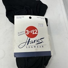 Vintage Hanes Legwear Style 610 Tights AB 71 Jet Black Silky Control Opaque New