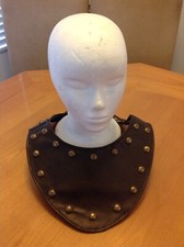 Brown Medieval Armor Padded Collar With Braids Studs Faux Leather Larp Costume