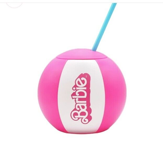 NEW BARBIE MOVIE BEACH BALL DRINK CUP W STRAW MOVIE THEATER EXCLUSIVE PREORDER NEW BARBIE MOVIE BEACH BALL DRINK CUP W STRAW MOVIE THEATER EXCLUSIVE PREORDER