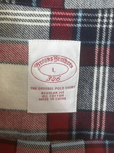 Brooks Brothers 346 Flannel Long Sleeve Shirt Men Sz L White Red Blue Plaid NWT - Picture 5 of 15