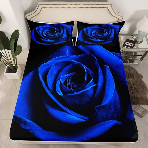 Valentinstag Bettwäsche Set 3D Druck Blau Rose Blumen Bettwäsche für Kinder Junge... - Bild 2 von 7