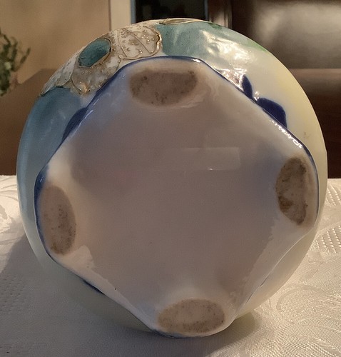 Jarrón floral adornado en oro pintado a mano sin marca jarrón de doble mango de nipón - Imagen 9 de 9