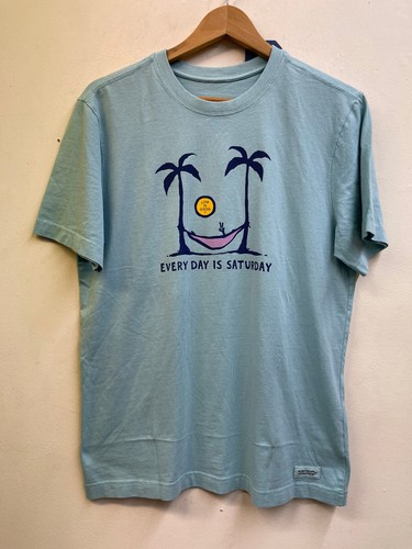 Men’s New Small Life is Good Every Day is Saturday T Shirt Hammock Palm Tree