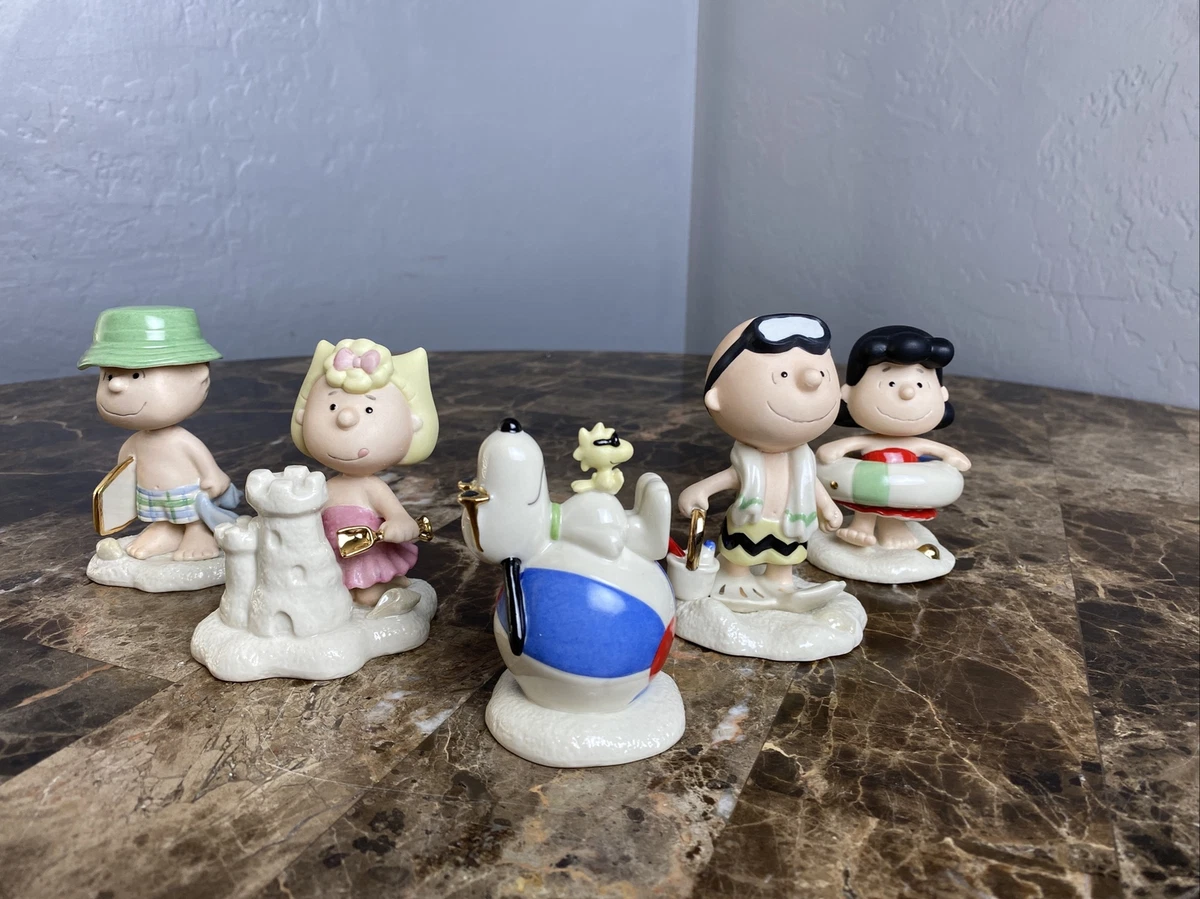 Lenox Peanuts Beach Party Figurine 5 PC Set Charlie Brown Snoopy Lucy 854616