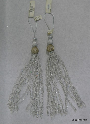 NWT Two White/Silver WINTER WHISPERS Beaded Tassel Icicle 11" Ornaments - Picture 12 of 12