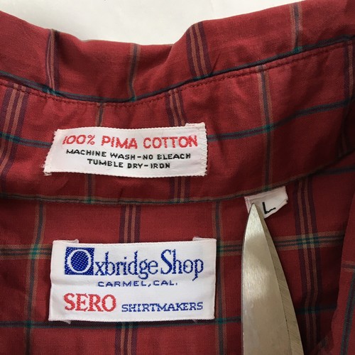 VTG 80s SERO Oxbridge Shop Carmel Button Down Shirt M/L Check Cotton USA Made - Picture 9 of 10