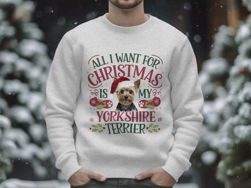 Weihnachtssweatshirt Weihnachtspullover Yorkshire Terrier Hundeliebhaber Weihnachtspullover Tag - Bild 5 von 7