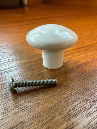 Vintage White Porcelain Drawer Knobs Round Ceramic Pulls Cabinet w/Screw Classic