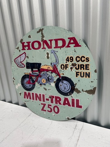 HONDA MINI TRAIL Z50 ROUND METAL SIGN HEAVY DUTY GREAT FOR MANCAVE - Picture 4 of 4