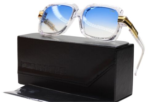 Cazal 607/3 Crystal Clear Gold Blue Gradient Legends Limited Edition Sunglasses - Picture 9 of 10