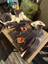 Handaged Teacore Cowhide & Sheep Shearling Men's Classic Bomber Leather Jacket