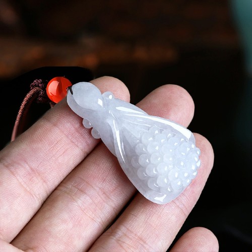 Natural Grade A Jade Jadeite Lucky Gift Bless Magnolia Flower Pendant - Picture 4 of 11