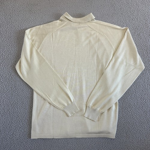 Anthology Sweater 100% Silk Knit Henley Pullover Retro Sand Beige - Picture 9 of 22