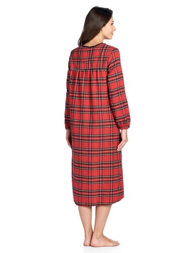 Ashford & Brooks Vestido de camisón de manga larga a cuadros de franela para mujer - Imagen 20 de 25