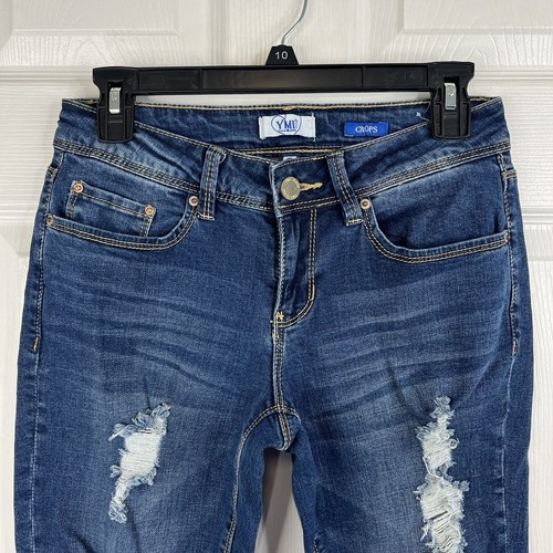 YMI Womens Jeans Crop Stretch Distressed Size 1 (27Wx23L) - Picture 2 of 13
