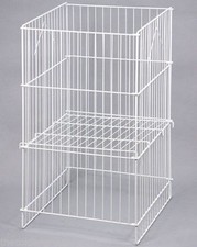 Wire Dump Bin Adjustable Shelf  18" x 18" x 30" H  White Impulse Sales Display