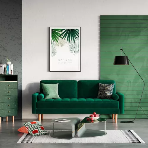 2 Sitzer Sofa Loveseat Kleine Sofa mit 2 Kissen und Armlehnen Sofa Set Loungsofa - Bild 38 von 42