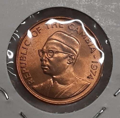 1974 Gambia One Butut Bronze Coin  FAO   BU - Picture 2 of 2