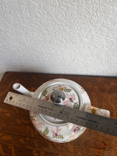 VINTAGE MIKORI WARE TEAPOT HAND-PAINTED FLORAL CHINTZ PATTERN 1950S JAPAN - Picture 12 of 12