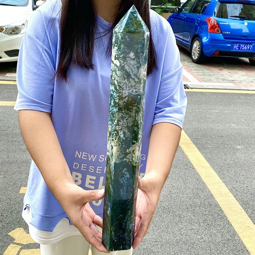 5.01LB Natural Water Grass Moss Agate crystal pillar Crystal Reiki - 第 4/12 張圖片