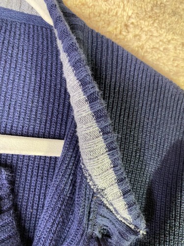 Eddie Bauer Mens Sz L Tall Navy Blue Long Sleeve 1/4 Button Up Pullover Sweater - Picture 4 of 10