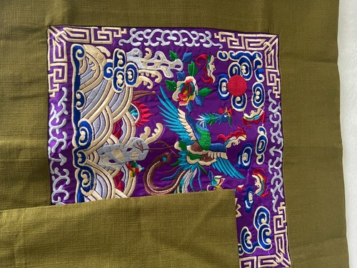 Embroidered Pillow Cases Dragon Phoenix Floral 17" Square 1 Pair Lot of 2 - Picture 8 of 9