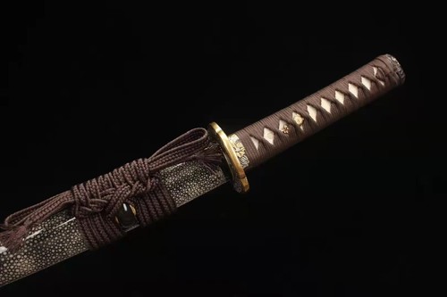 Long Handle Wakizashi Sword Samurai Japanese Short Shortsword Folded Steel Shoto - Picture 3 of 9