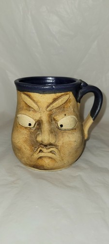 Funny Face Pottery Mug Signed / Studio Pottery Face Mug# 3006 - Picture 12 of 12