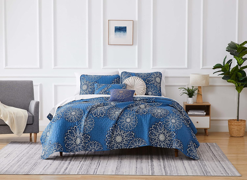 Oversized 6-Piece Quilt Bedding Set Lightweight, Soft Includes Reversible King Q - Picture 7 of 9