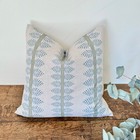 1656. CONIFER STRIPE Blue/Green Block print Linen Look 100% Cotton Cushion Cover