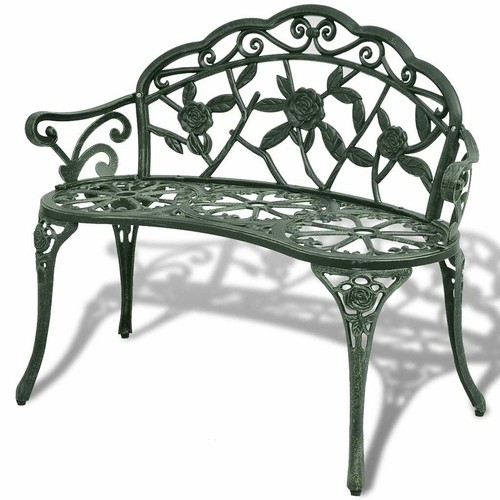 Metal Garden Bench Decorative Patio Loveseat 2 Person Porch Seat Outdoor Seating