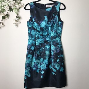 Lela-Rose-Black-Blue-Women-039-s-Size-6-Floral-Printed-A-Line-Dress-1595