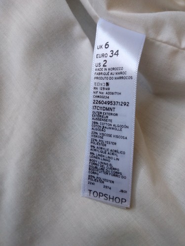 Topshop crop blazer jacket blue open front womens size 2 - Picture 7 of 10