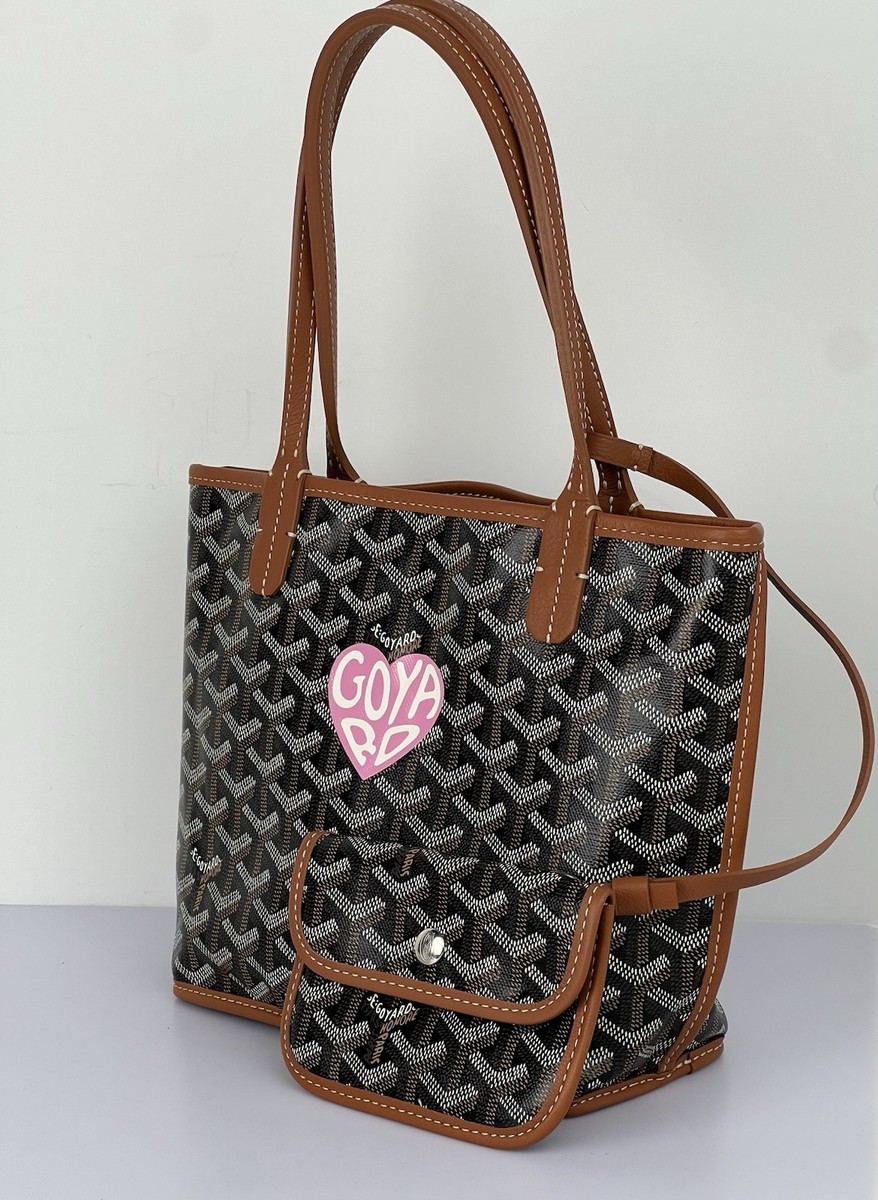 GOYARD Goyardine Mini Anjou Heart Brown Coated Canvas Tote Bag | eBay