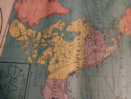 Vintage 1960er Weltkarte - Mercator & Hemisphären von Cram/Campbell, Leinwand 40x48" - Bild 8 von 16