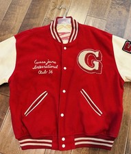 Vintage GUESS Georges Marciano Wool Genuine Leather Varsity Letterman Jacket L