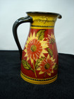 Pier 1 Imports Sunflower 72 Oz Pitcher Hand Painted Terracotta NEW