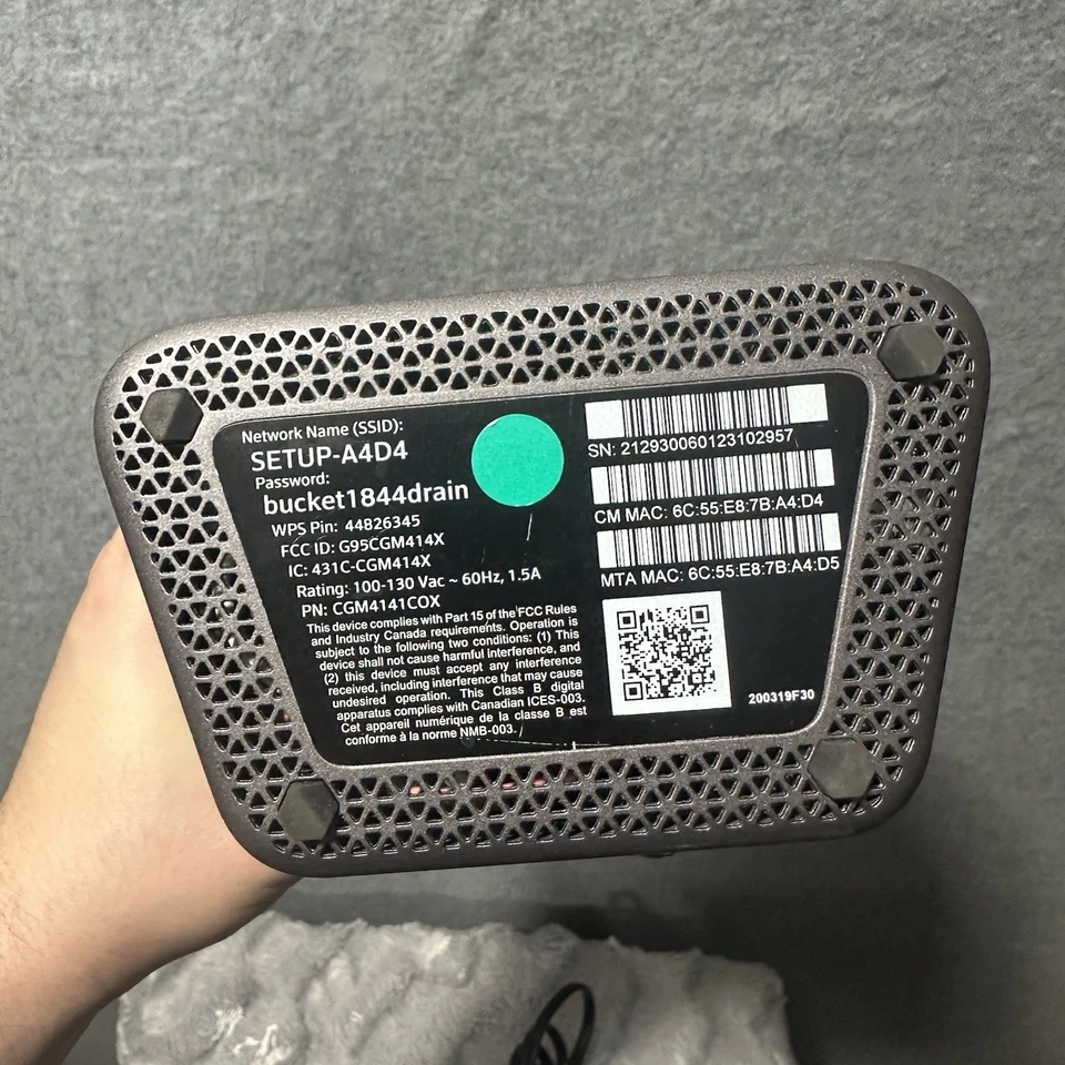 COX Panoramic Cable Modem WIFI Gateway Modem/Router CGM4141COX - Image 3 of 4