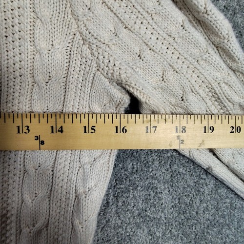 Croft & Barrow Womens Sweater Shawl Cable Knit Long Sleeve S Ivory Pullover - Picture 10 of 11