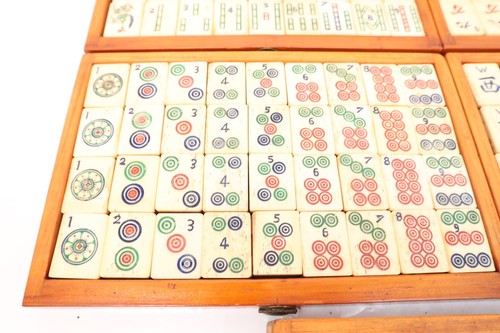 ATQ MAH JONGG SET KNOCHEN BAMBUS SELTEN HANDGESCHNITZT MAHJONG DICKE FLIESEN Holzkiste - Bild 8 von 13