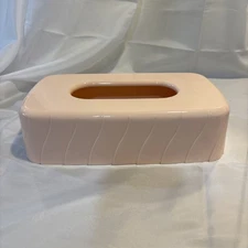 VTG MCM Retro Tissue Box Holder Cover Solid Pink Plastic 10.5" x 5.5"
