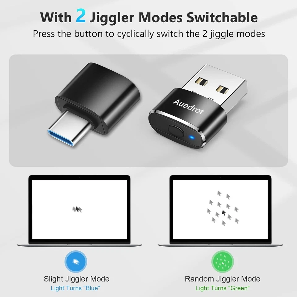USB Mouse Mover Automatic Mini Shaker 2 Modes Driver-Free Plug & Play USB-C - Image 2 of 4
