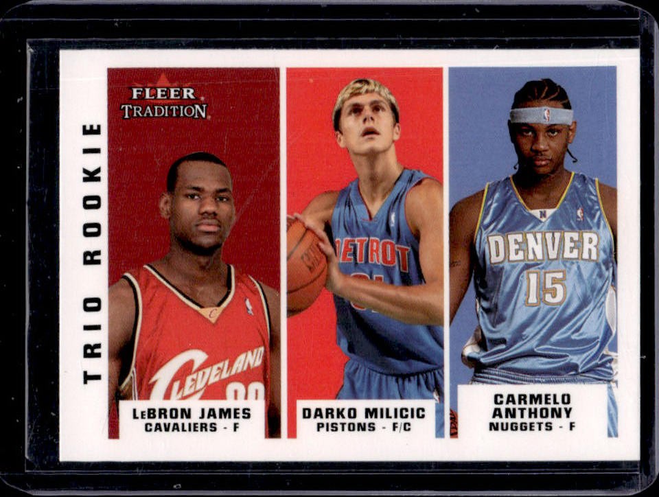 2003-04 Fleer Tradition LeBron James Darko Milicic Carmelo Anthony RC #291