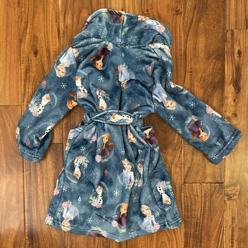 Disney Frozen Girl's Bath Robe Soft Plush Blue ELSA ANNA OLAF Size 6 - Bild 4 von 13