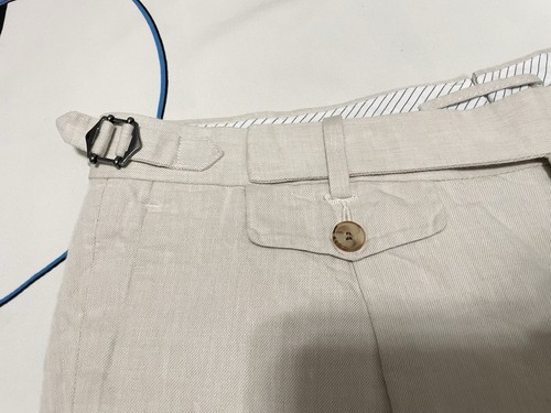 Mens SUITSUPPLY Brentwood Trousers Pants Linen Blend Belted Ivory 36x31 Mint! - Picture 7 of 12