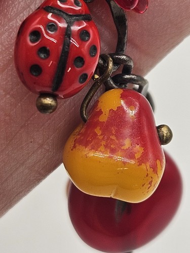 Bracciale Charm Artigianale Vetro Arte Frutta Coccinella Fiore - Foto 13 di 17