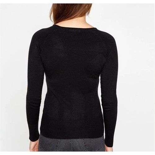 KOTON NWT Classic Black Sweater Long Sleeve Plain Knit Top Size M - Picture 4 of 7